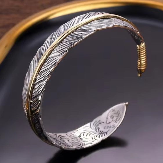 Vintage Feather Cuff Adjustable Bracelet (1)