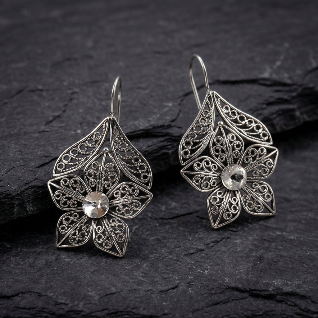 Vintage Filigree Leaf Earrings 14881860