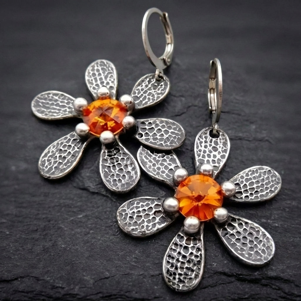 Vintage Flower Dangle Earrings 62641489