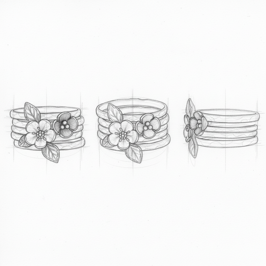 Vintage Flower Silver Layer Ring