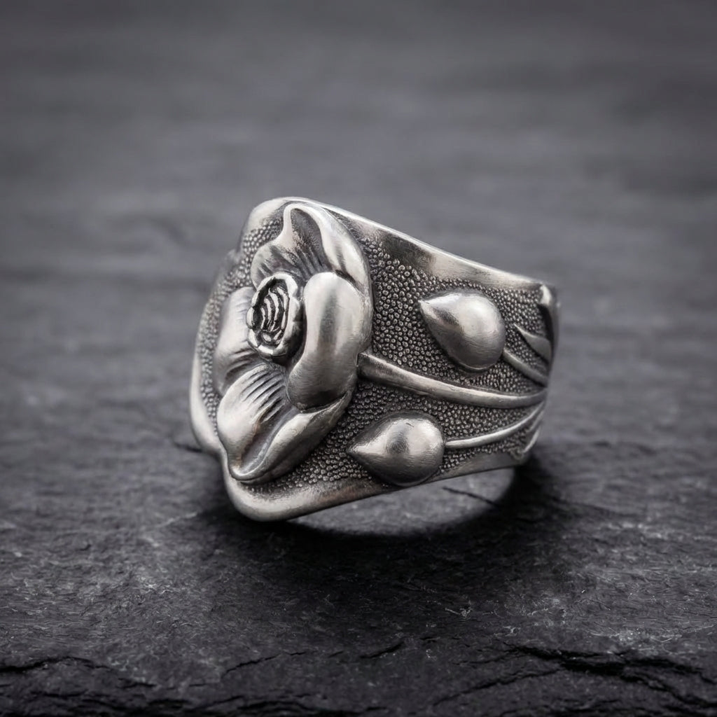 Vintage Flower Silver Ring 68835626
