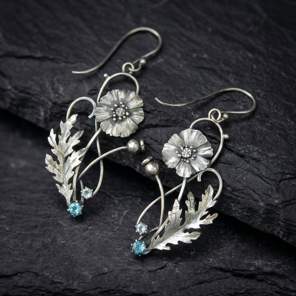 Vintage Flower Zircon Earrings 85251199