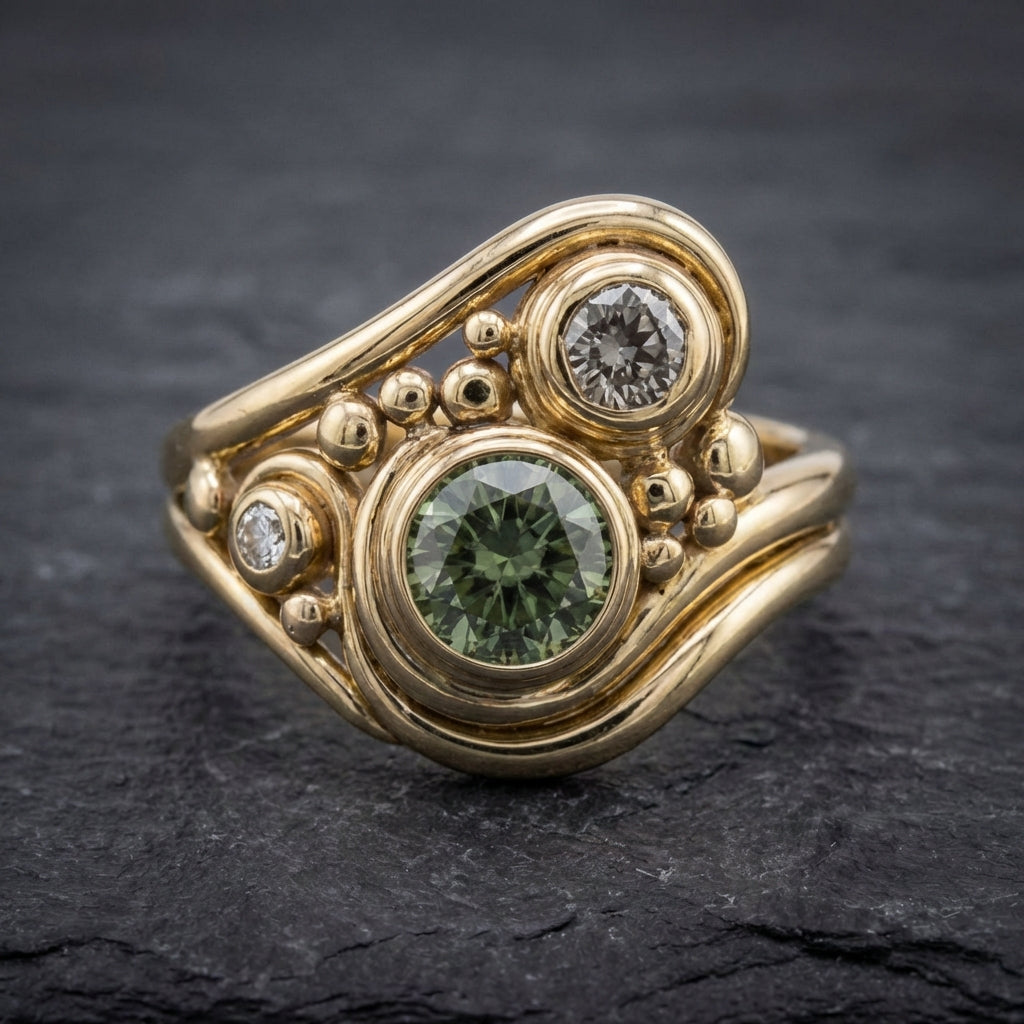 Vintage Geometric Crystal Ring 98615645