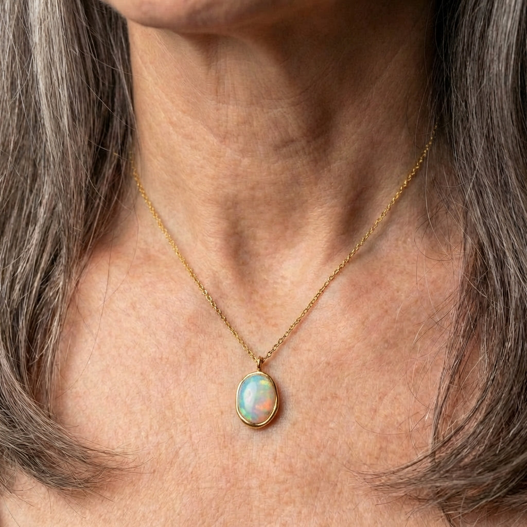 Vintage Glow Opal Stone Necklace