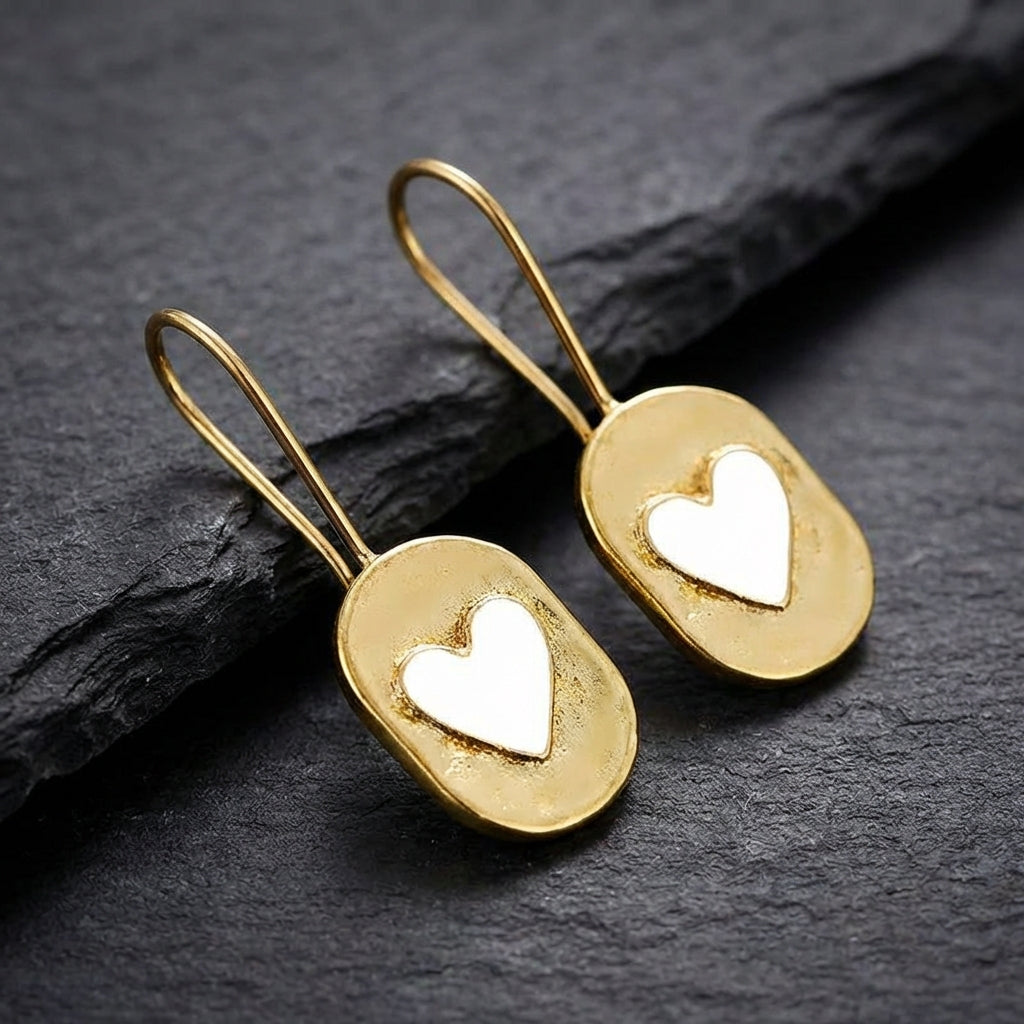 Vintage Gold Heart Earrings 57710488