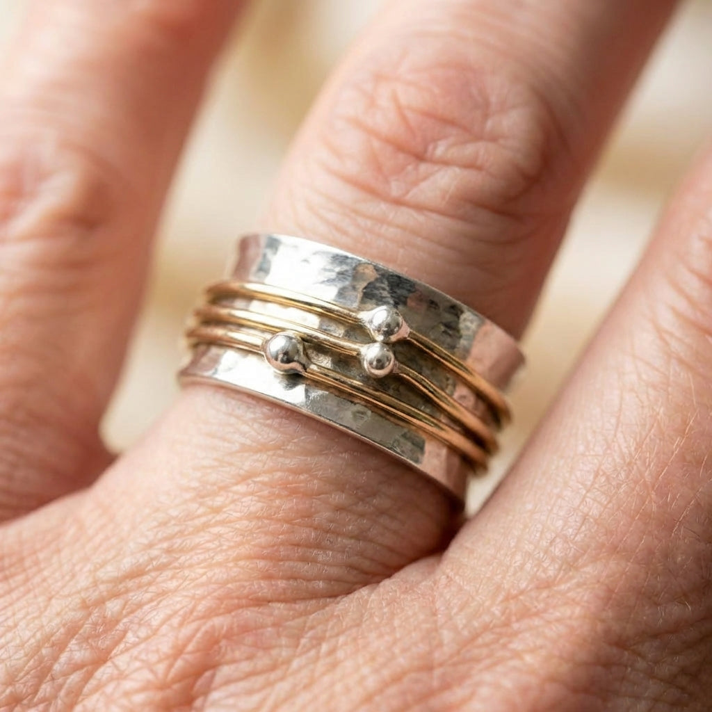 Vintage Gold Layered Silver Ring