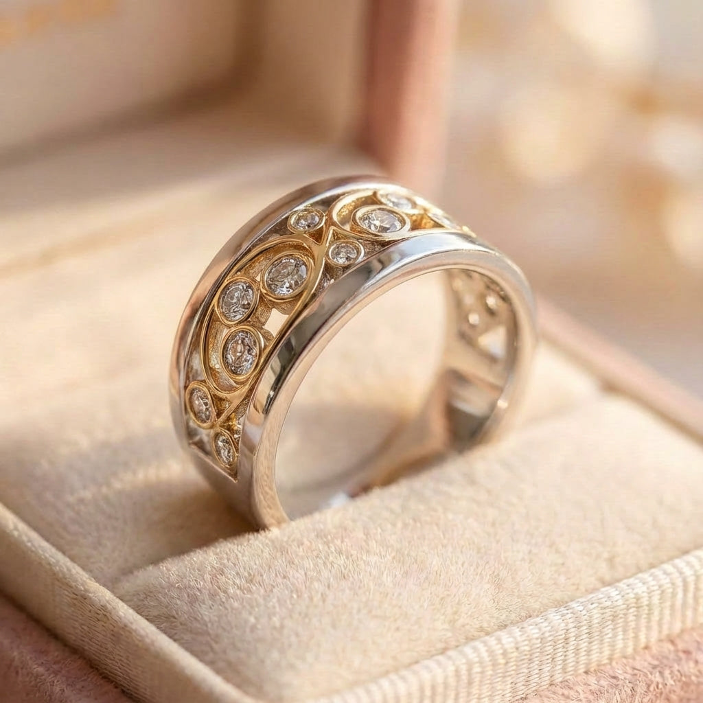 Vintage Gold & Silver Ivy Zirconia Ring
