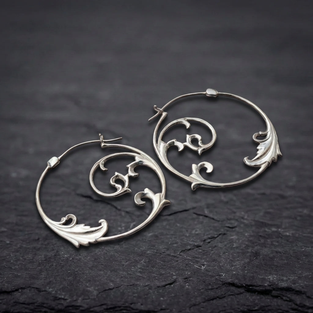 Vintage Gothic Ornament Statement Hoop