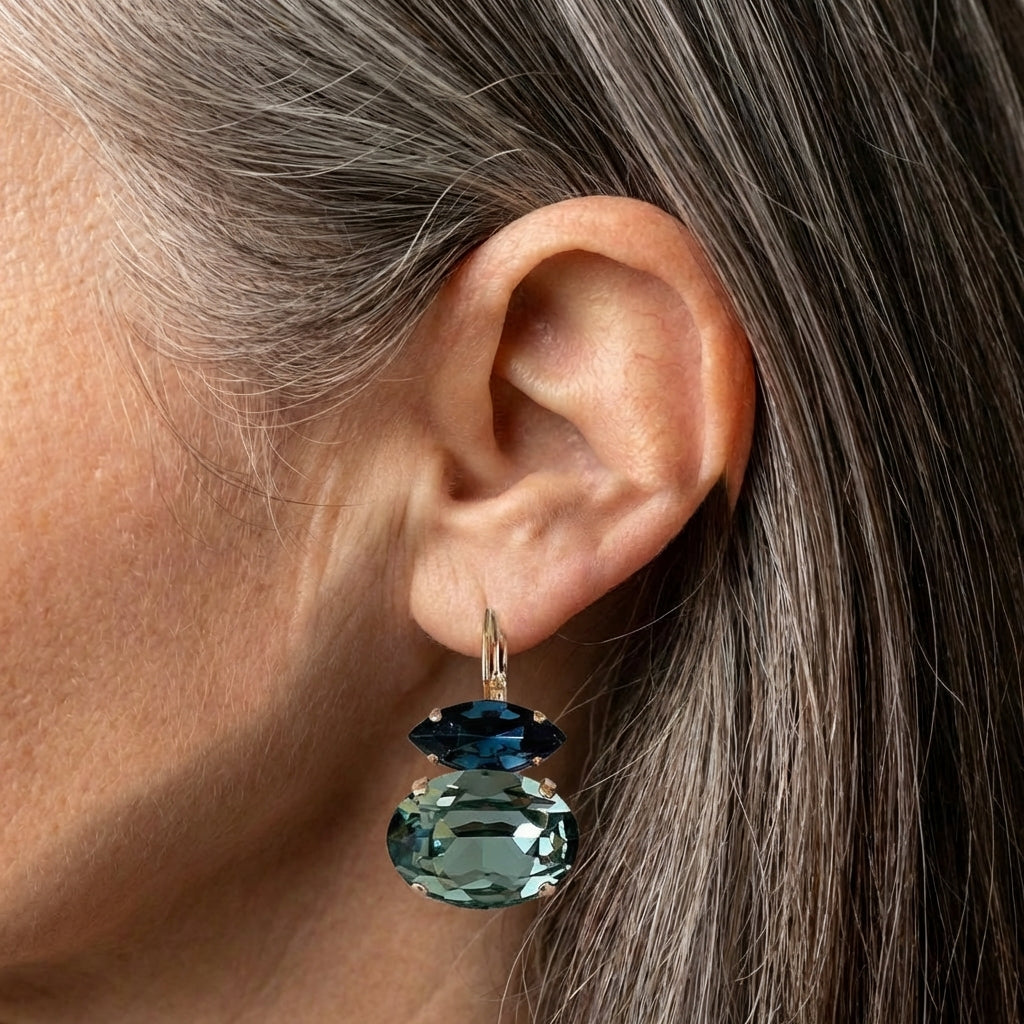 Vintage Green & Blue Glass Earrings