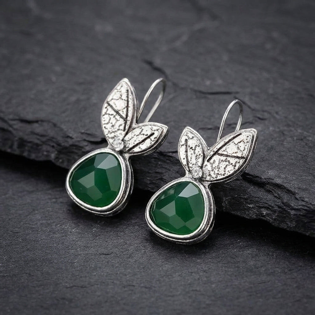 Vintage Green Leaf Earrings 33270907