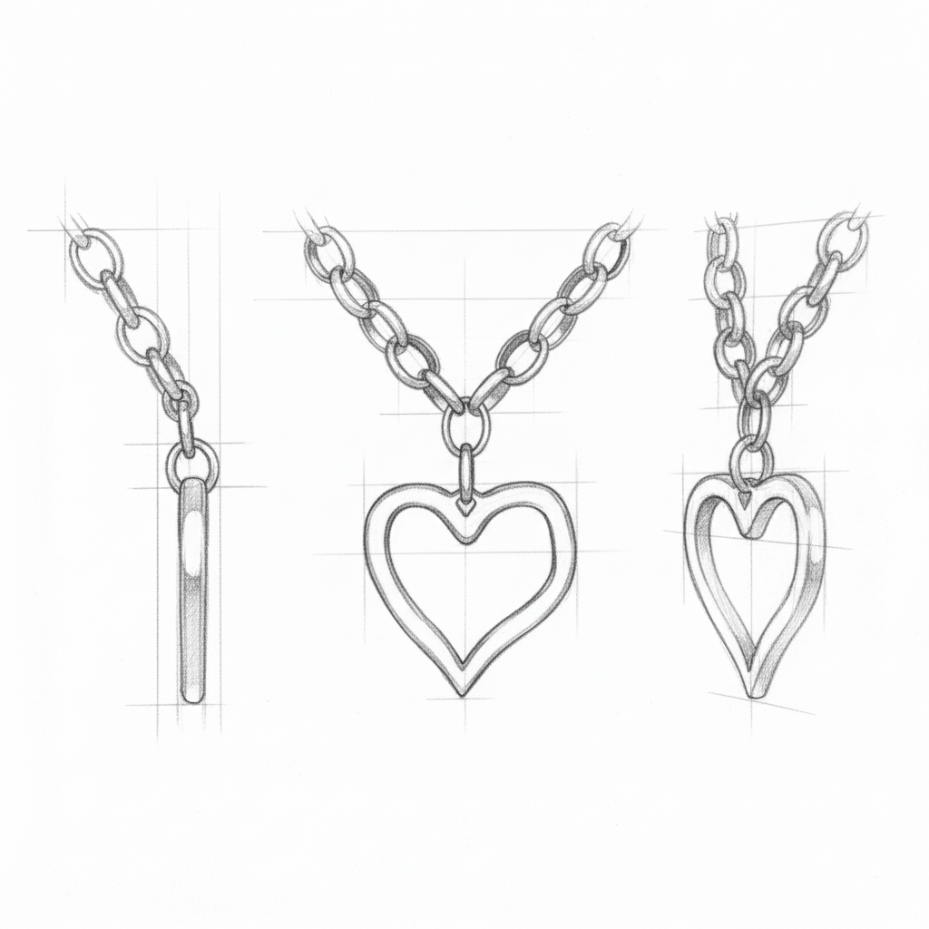 Vintage Hollow Heart Pendant Silver Necklace