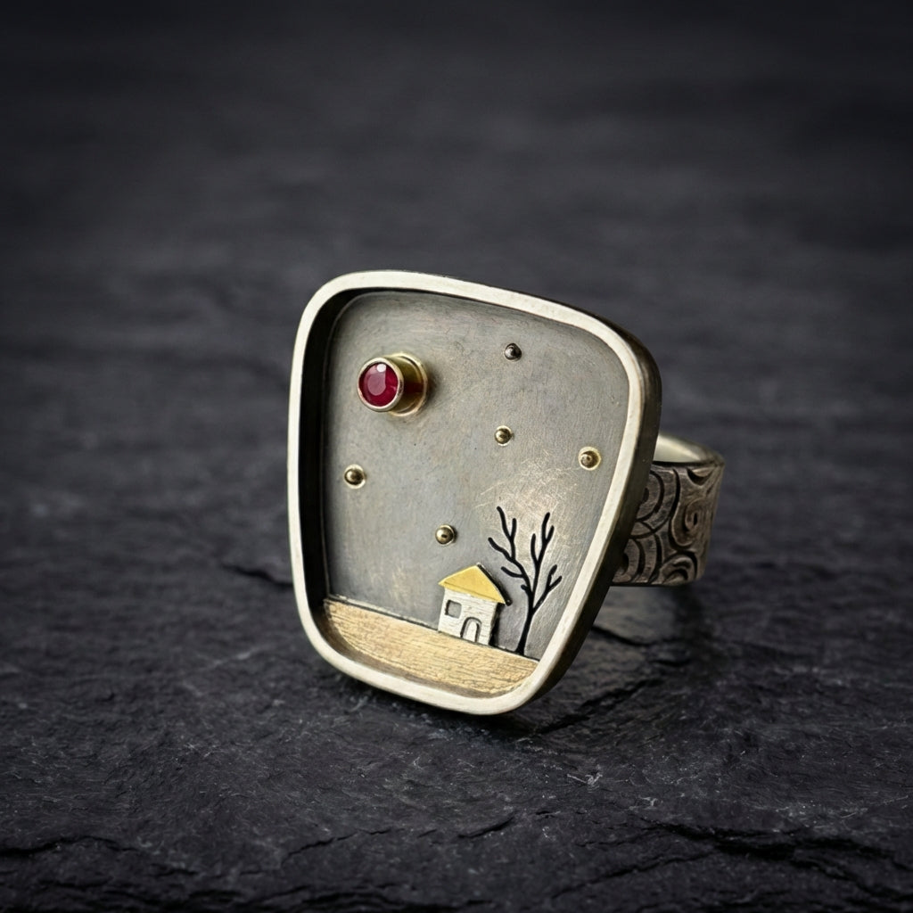 Vintage House Landscape Ring 82127969