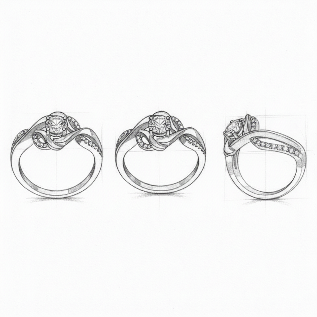 Vintage Irregular Blossom Zirconia Silver Ring