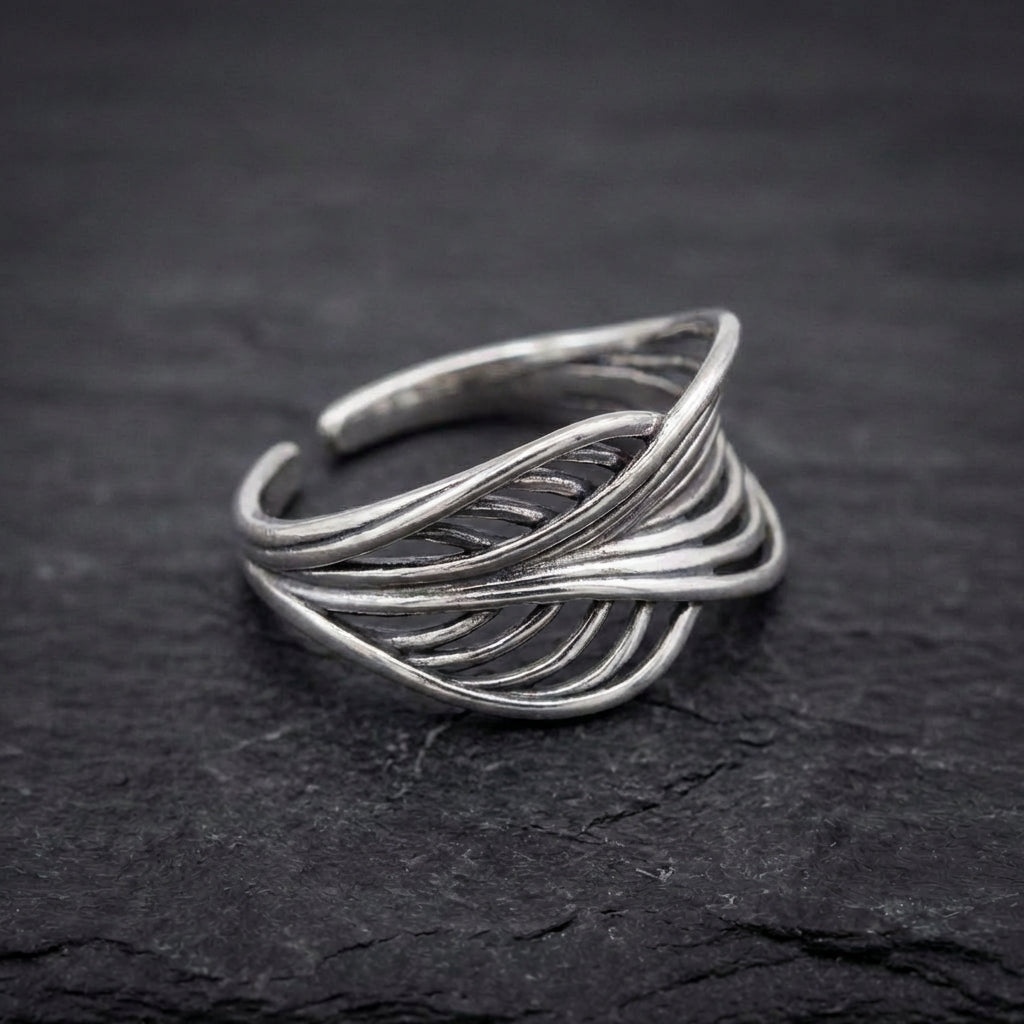 Vintage Leaf Silver Ring 08296721