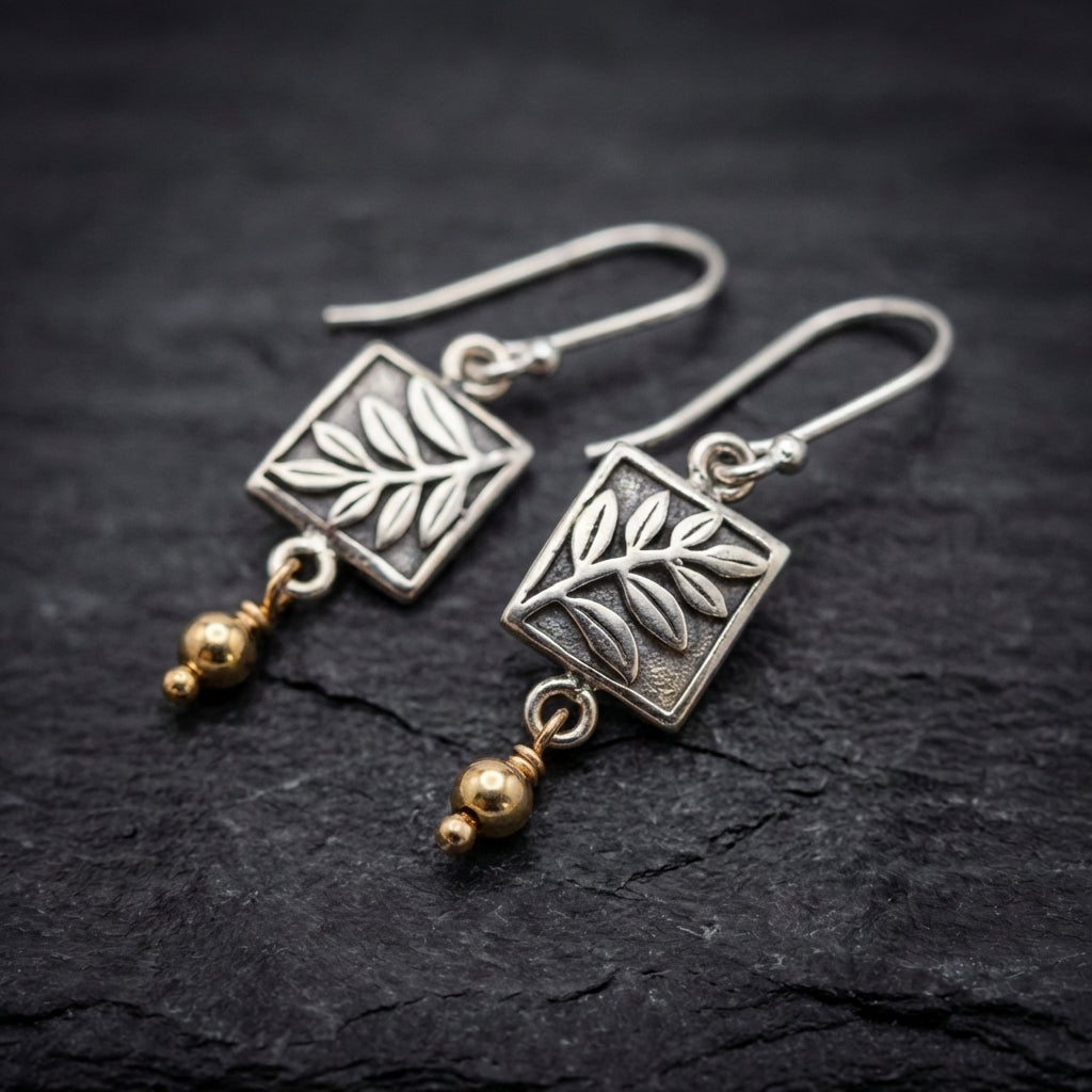 Vintage Leaf Square Earrings 09006201