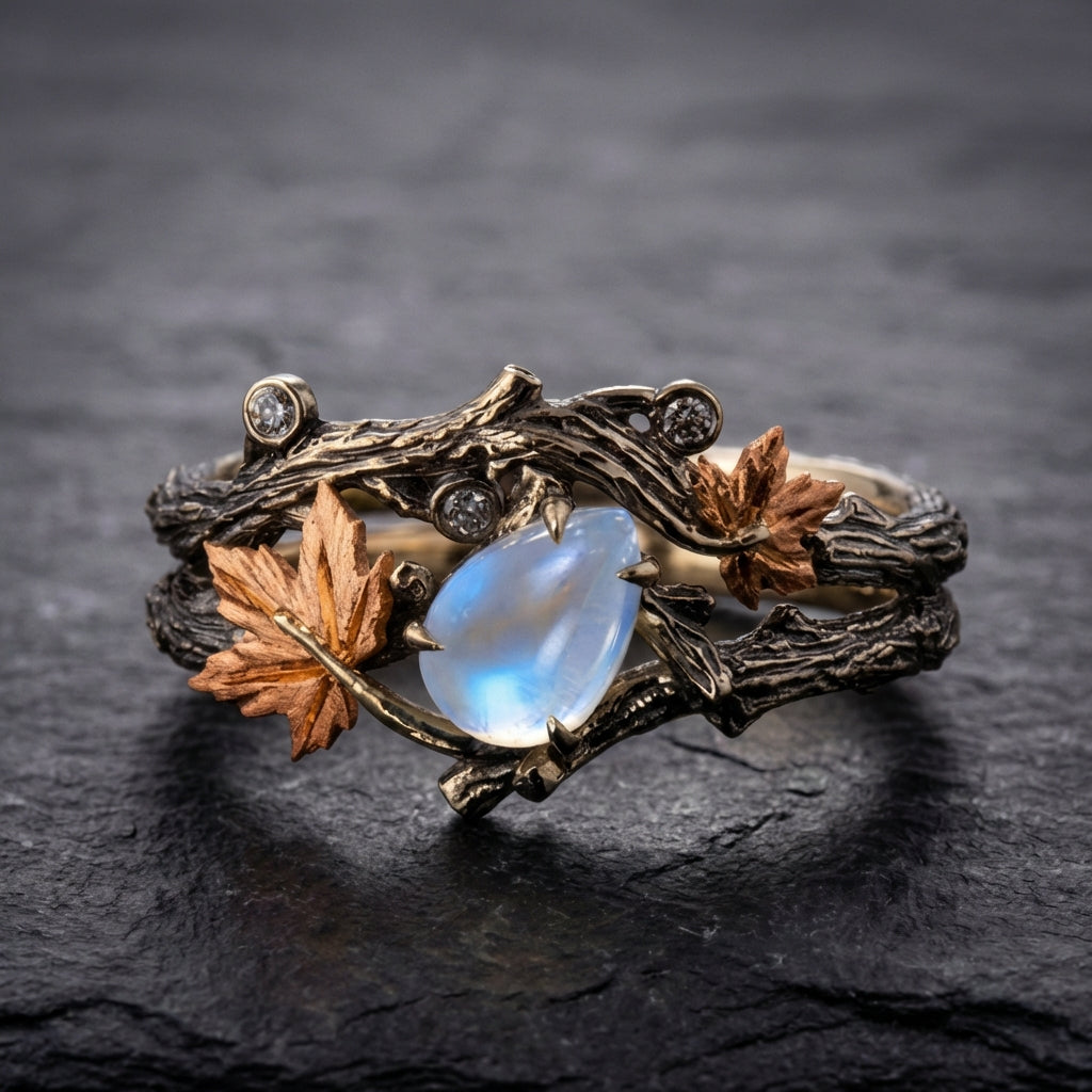 Vintage Moonstone Leaf Ring 72015210