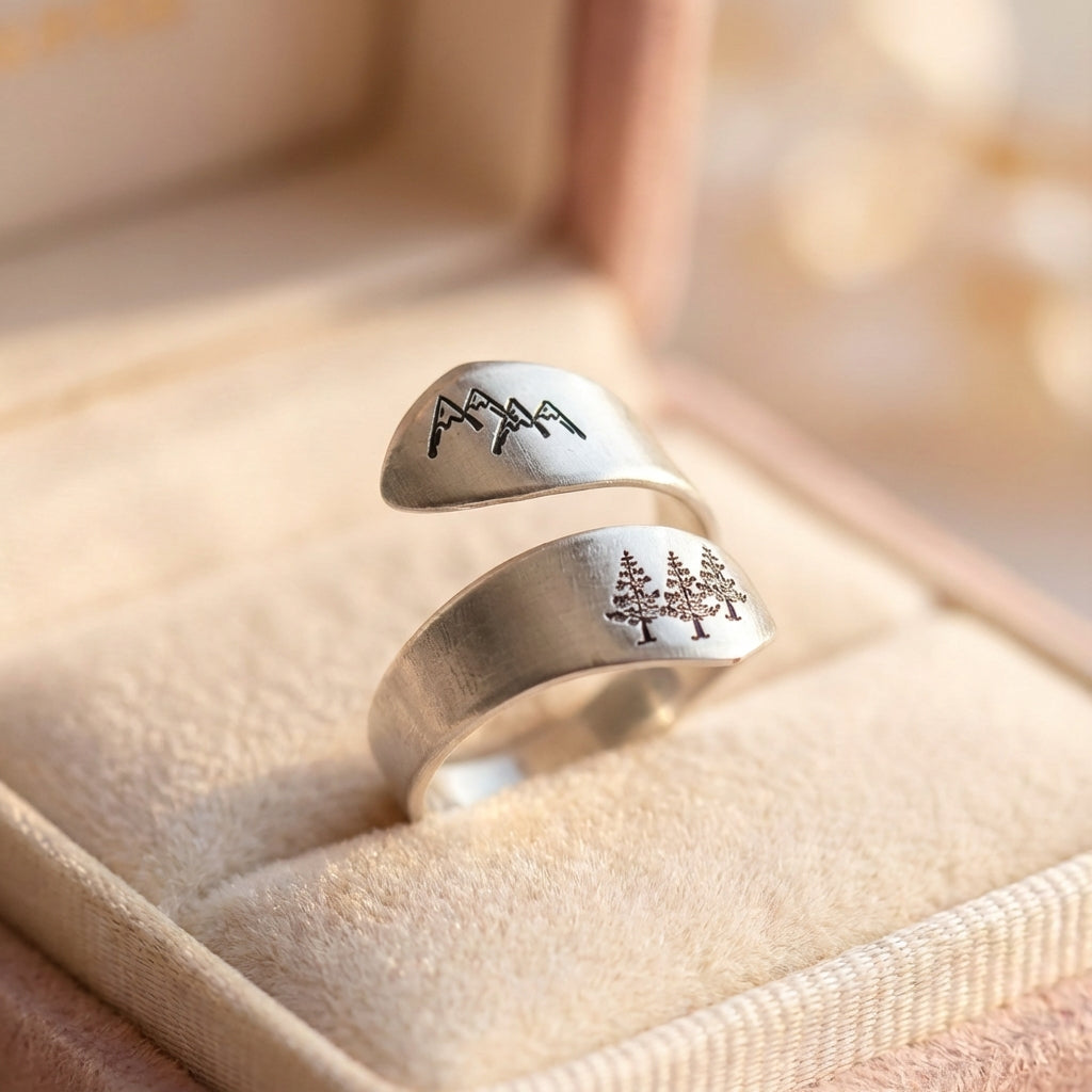 Vintage Mountain Forest Ring