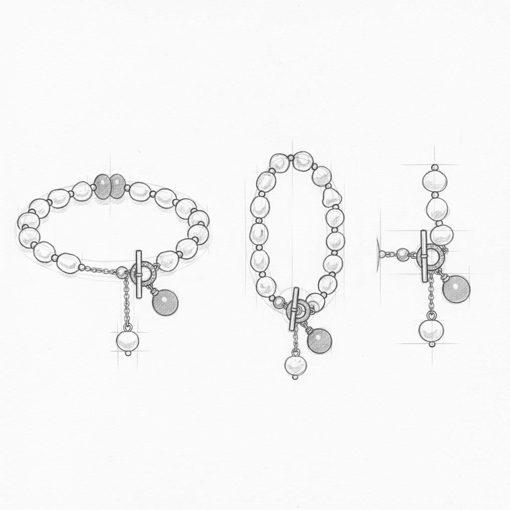 Vintage Pearl Charm Wrist Bracelet