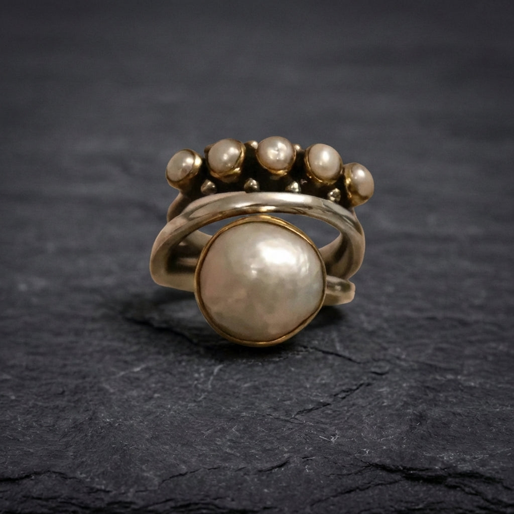 Vintage Pearl Crown Ring 64867112
