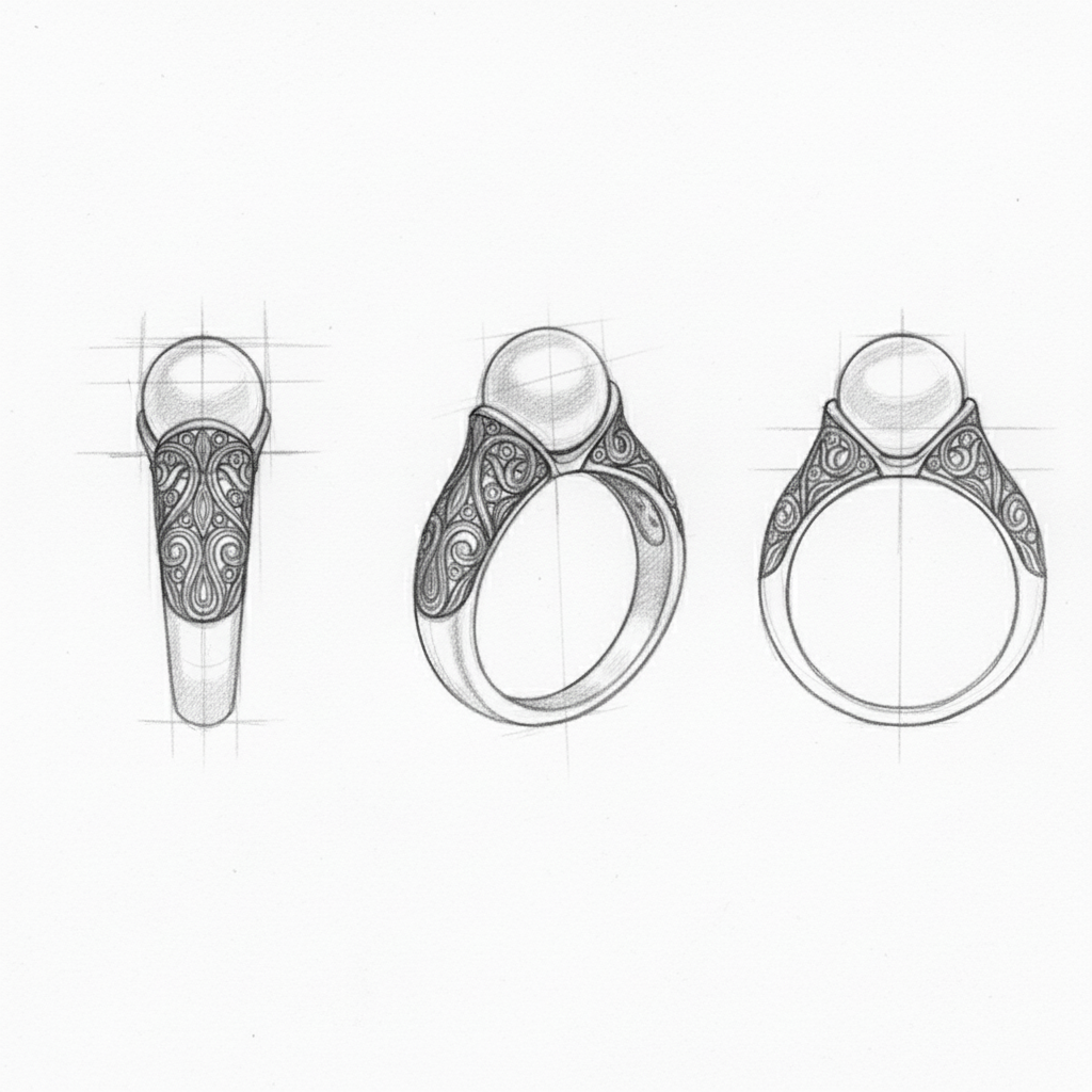 Vintage Pearl Golden Ring