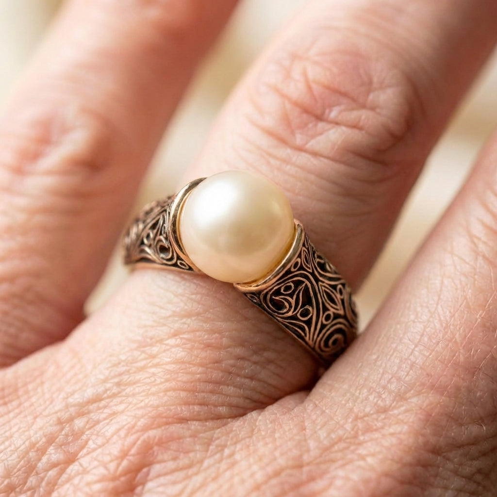Vintage Pearl Golden Ring