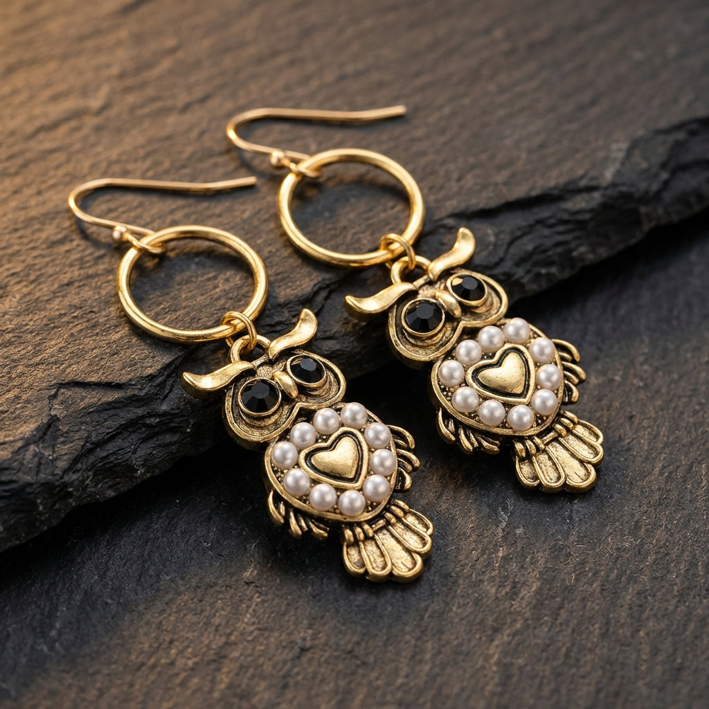 Vintage Pearl Owl Earrings 11924520