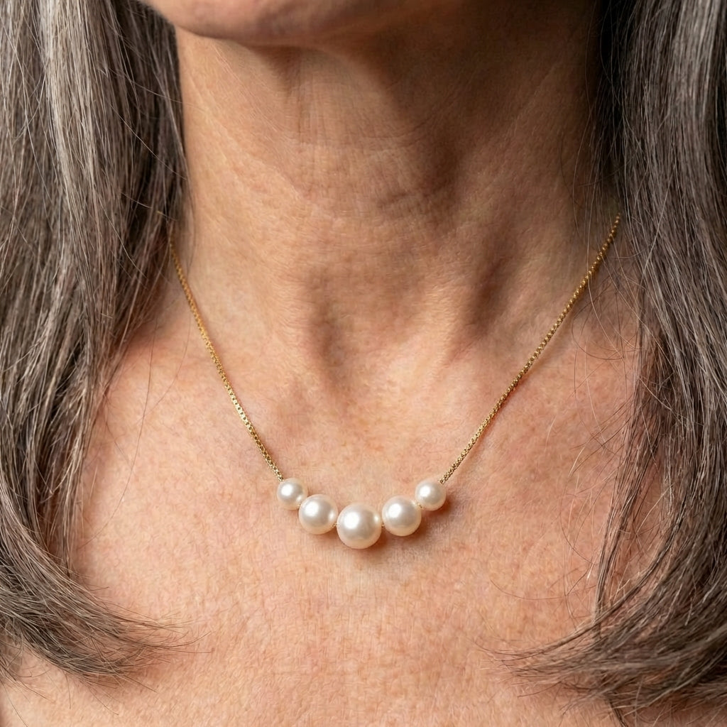 Vintage Pearl String Pendant Gold Chain Necklace
