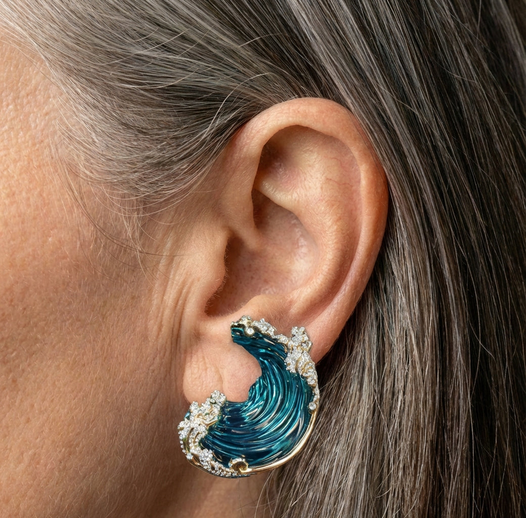 Vintage Round Ocean Earrings