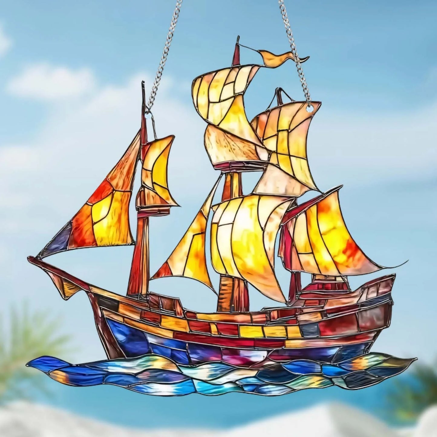 Vintage Sailing Ship Ocean Suncatcher