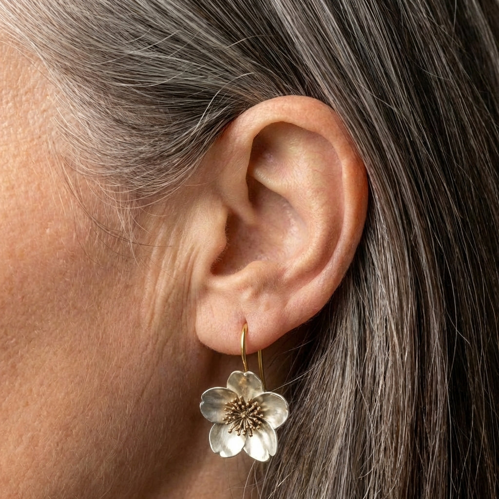 Vintage Silver Blossom Earrings