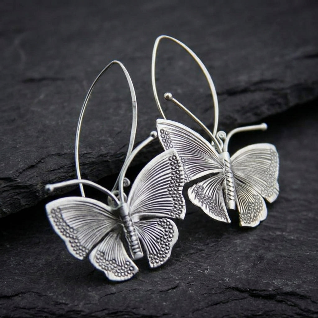 Vintage Silver Butterfly Earrings 91270596