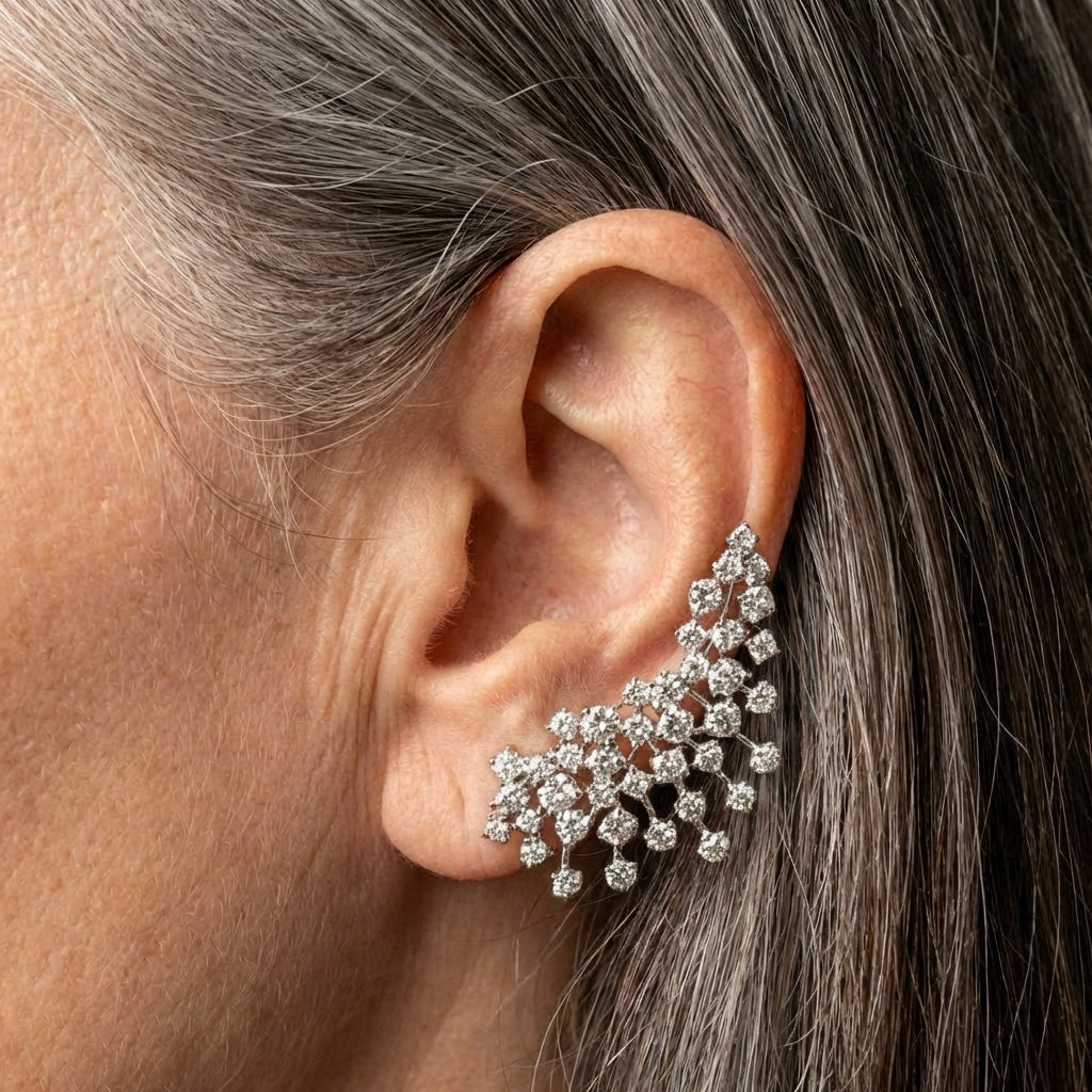 Vintage Sparkling Crystal Climber Drop Earrings