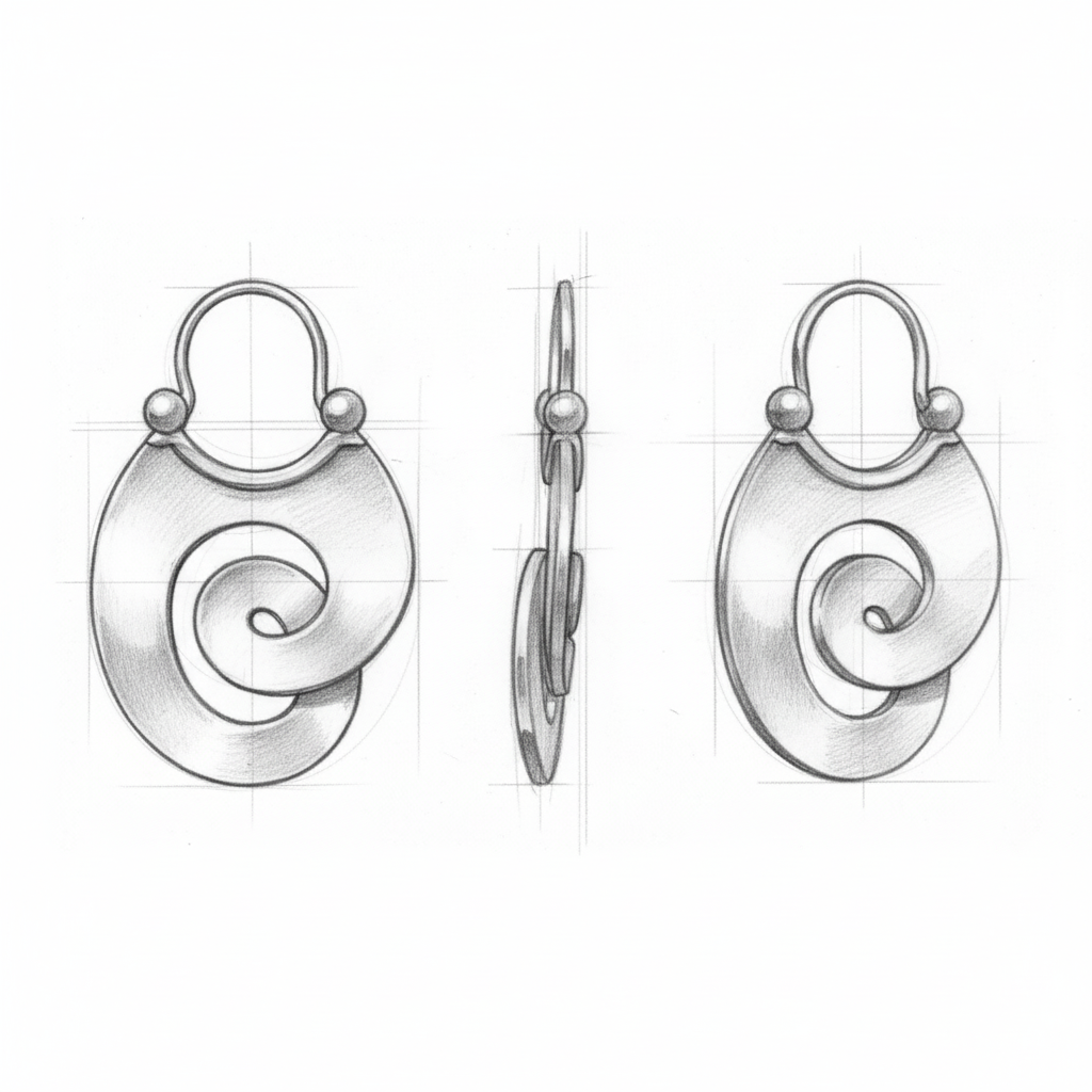 Vintage Spiral Dangle Silver Earrings