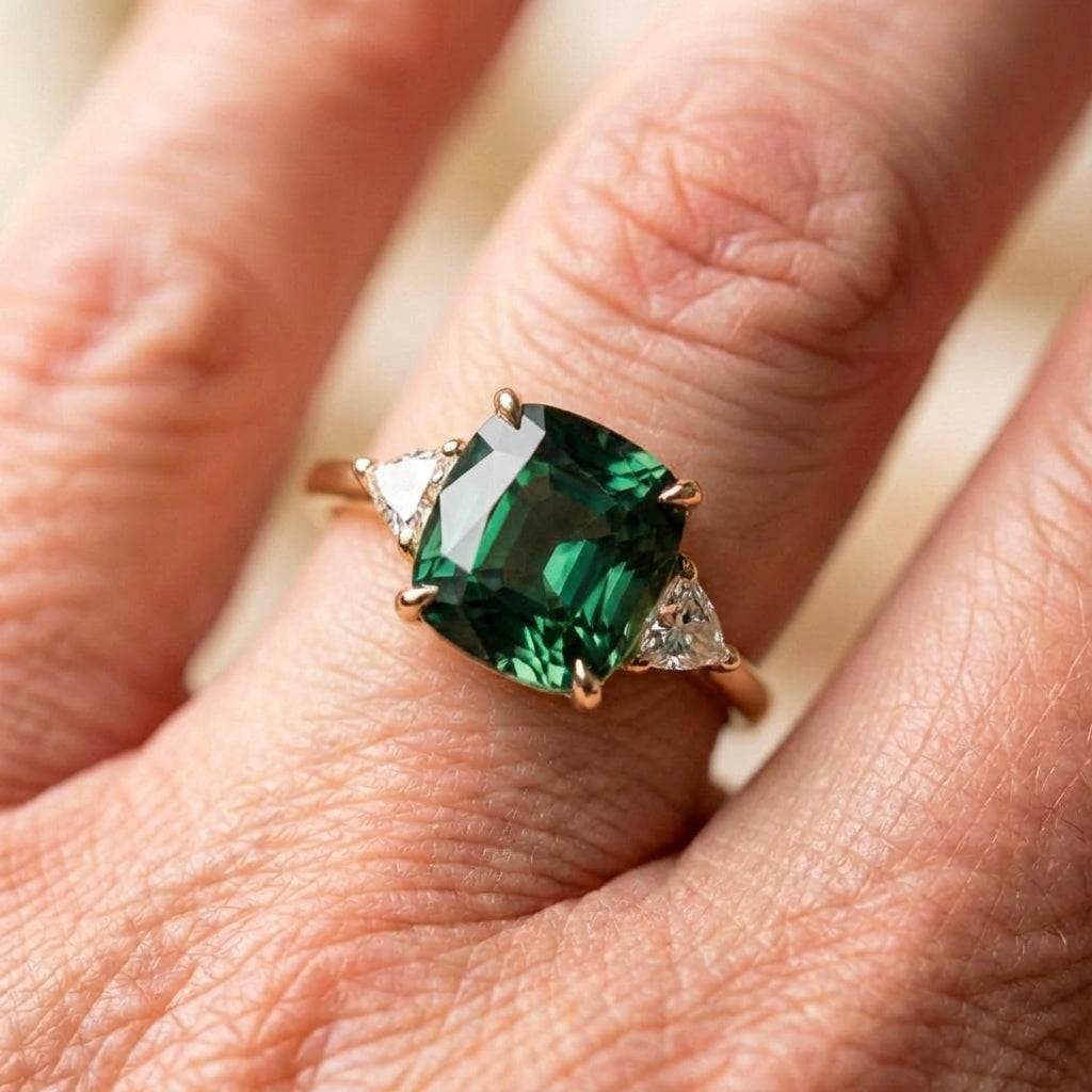 Vintage Square Green Zircon Ring