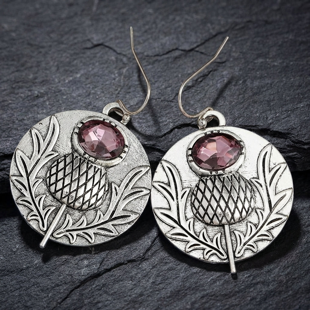 Vintage Thistle Amethyst Earrings 79180815