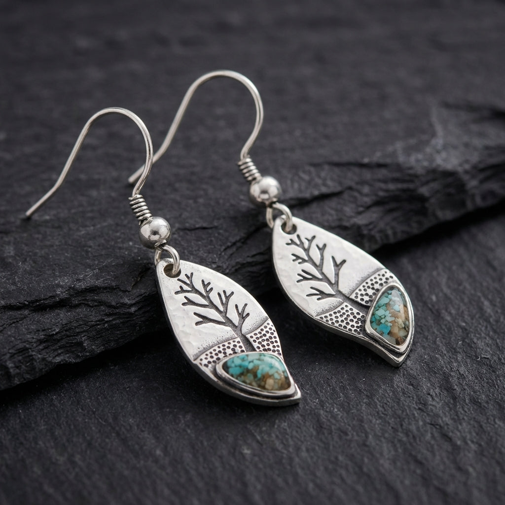 Vintage Tree Turquoise Earrings 95681953