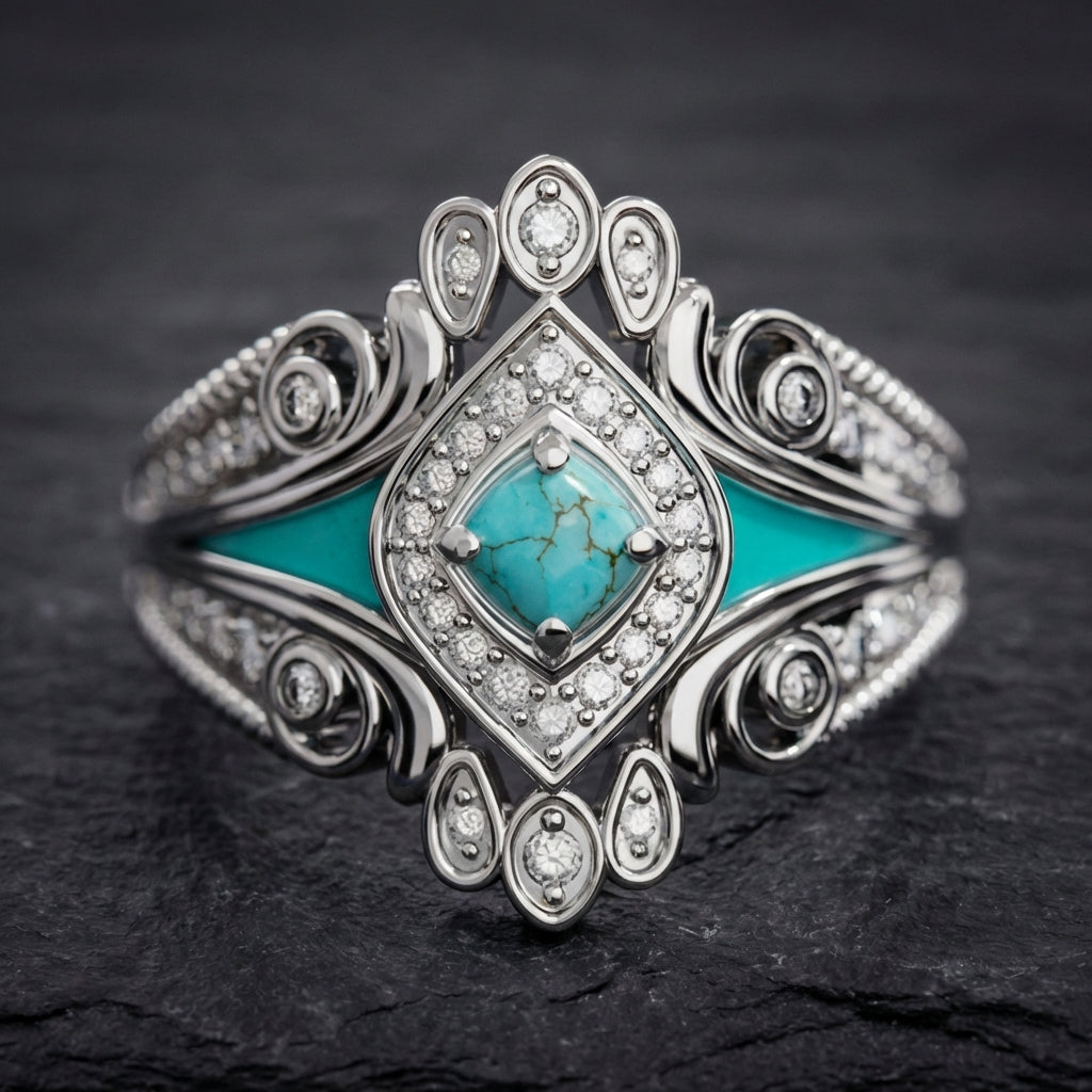 Vintage Turquoise Cz Ring 34752992