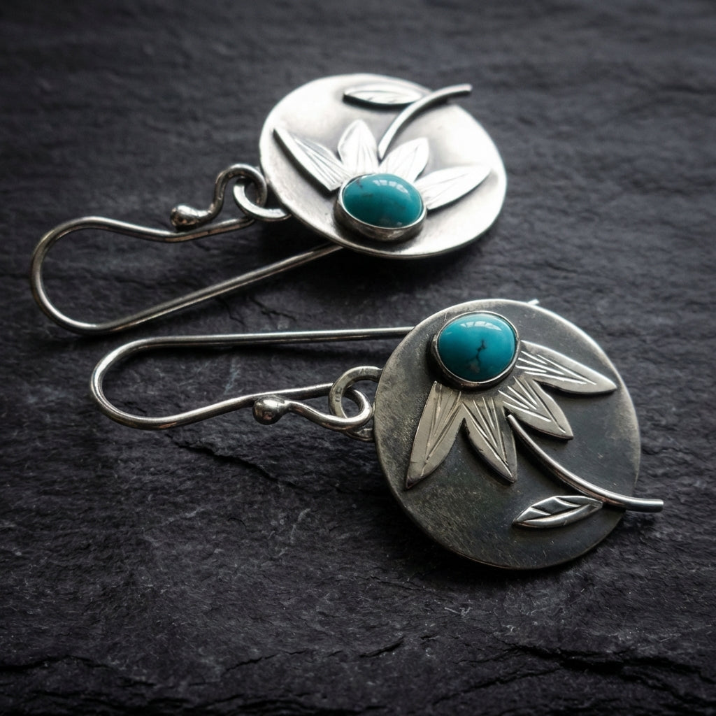 Vintage Turquoise Flower Earrings 35594892