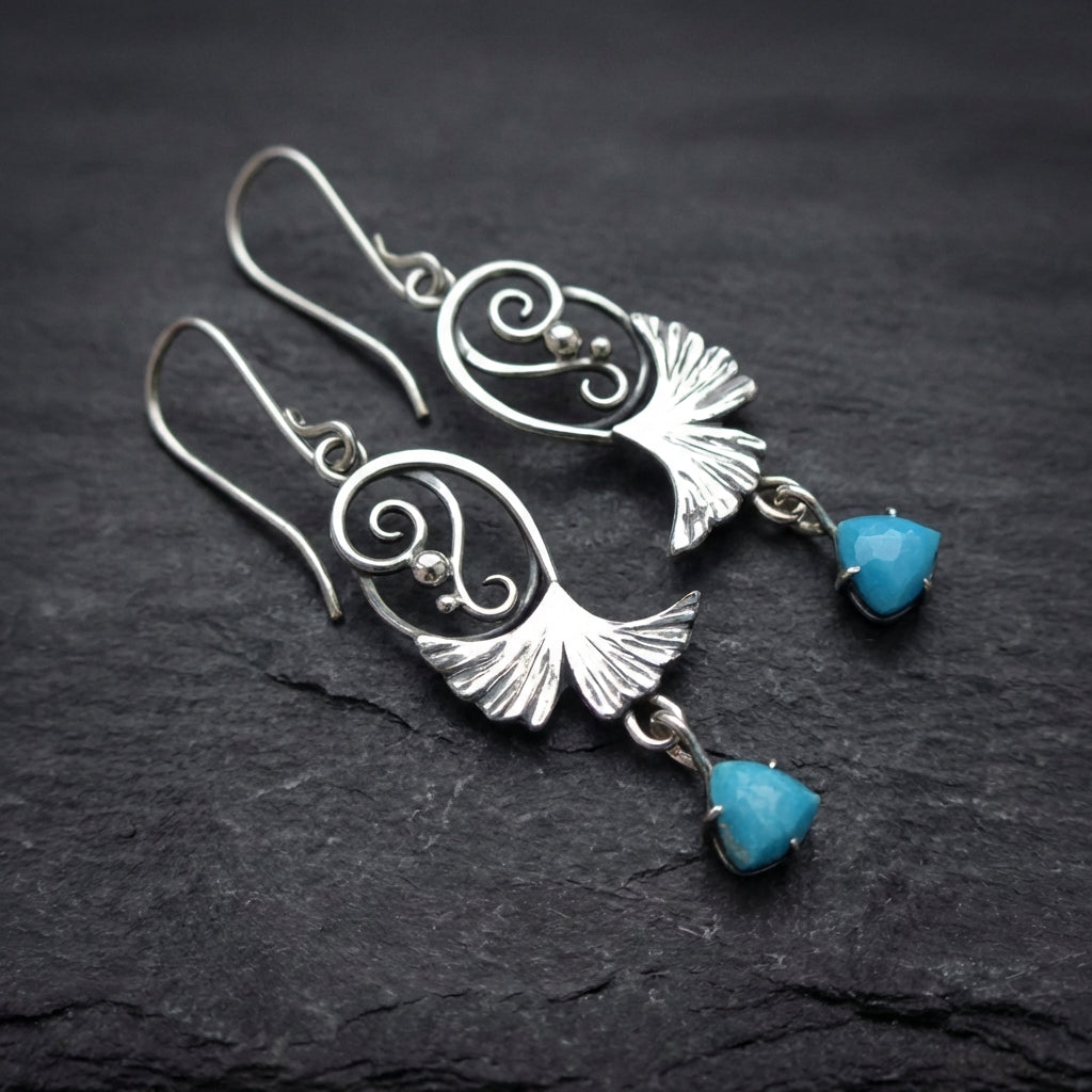 Vintage Turquoise Flower Earrings 54434906