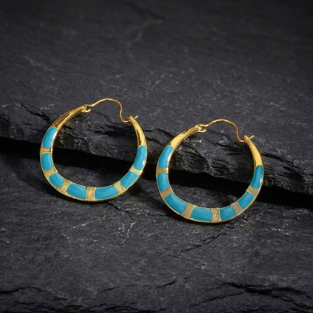 Vintage Turquoise Hoop Earrings 18105447