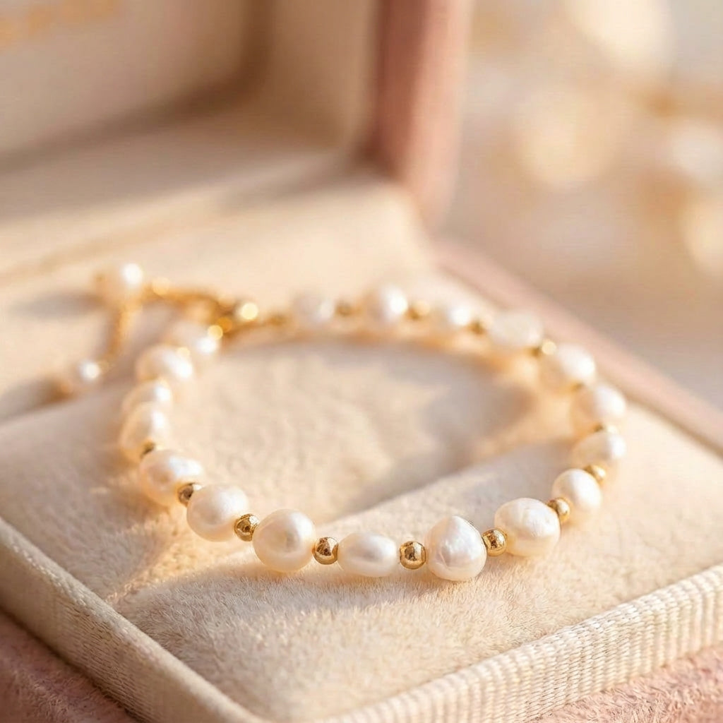 Vintage White Pearl & Gold Bracelet