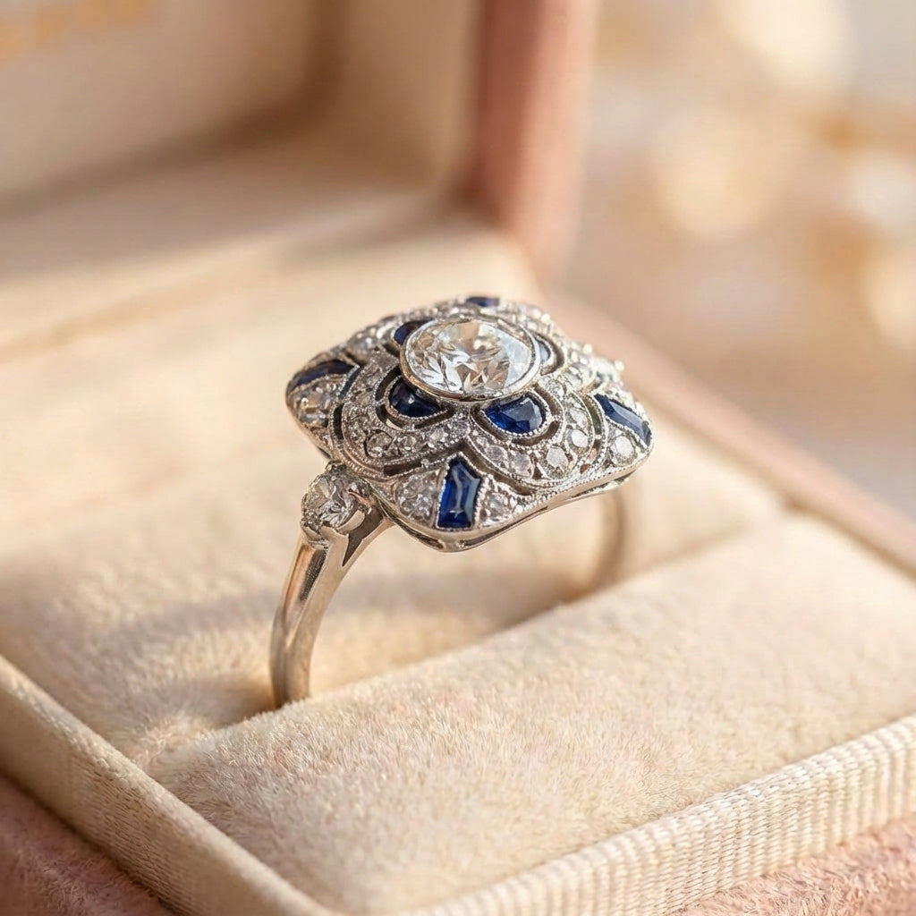 Vintage Silver Ring With Blue Zirconia