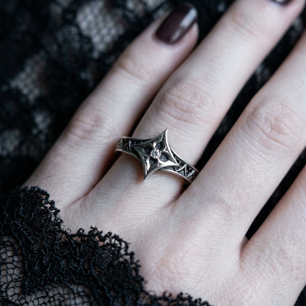 Oxidized Silver Gothic Ring