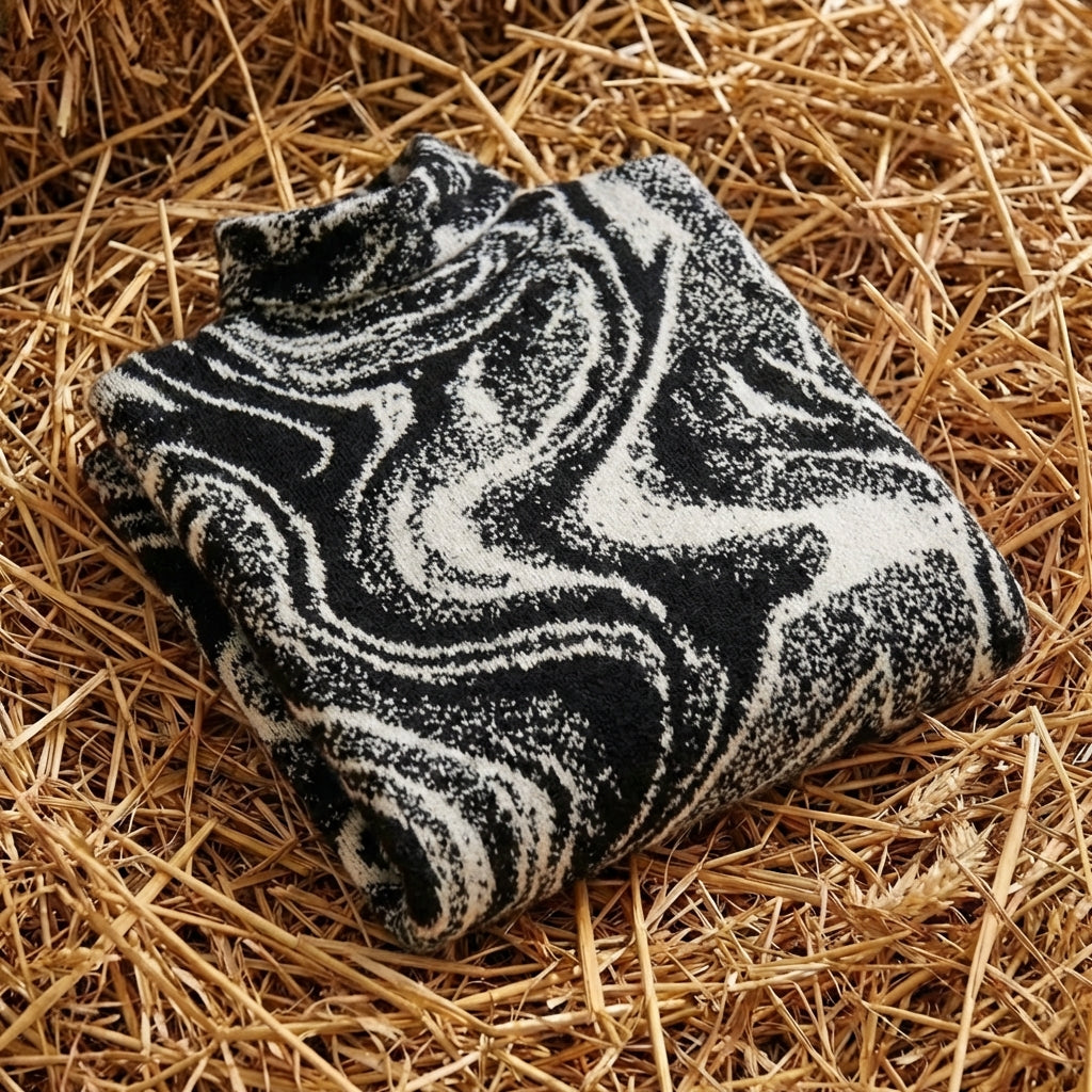 Cotton Turtleneck with Swirl Pattern