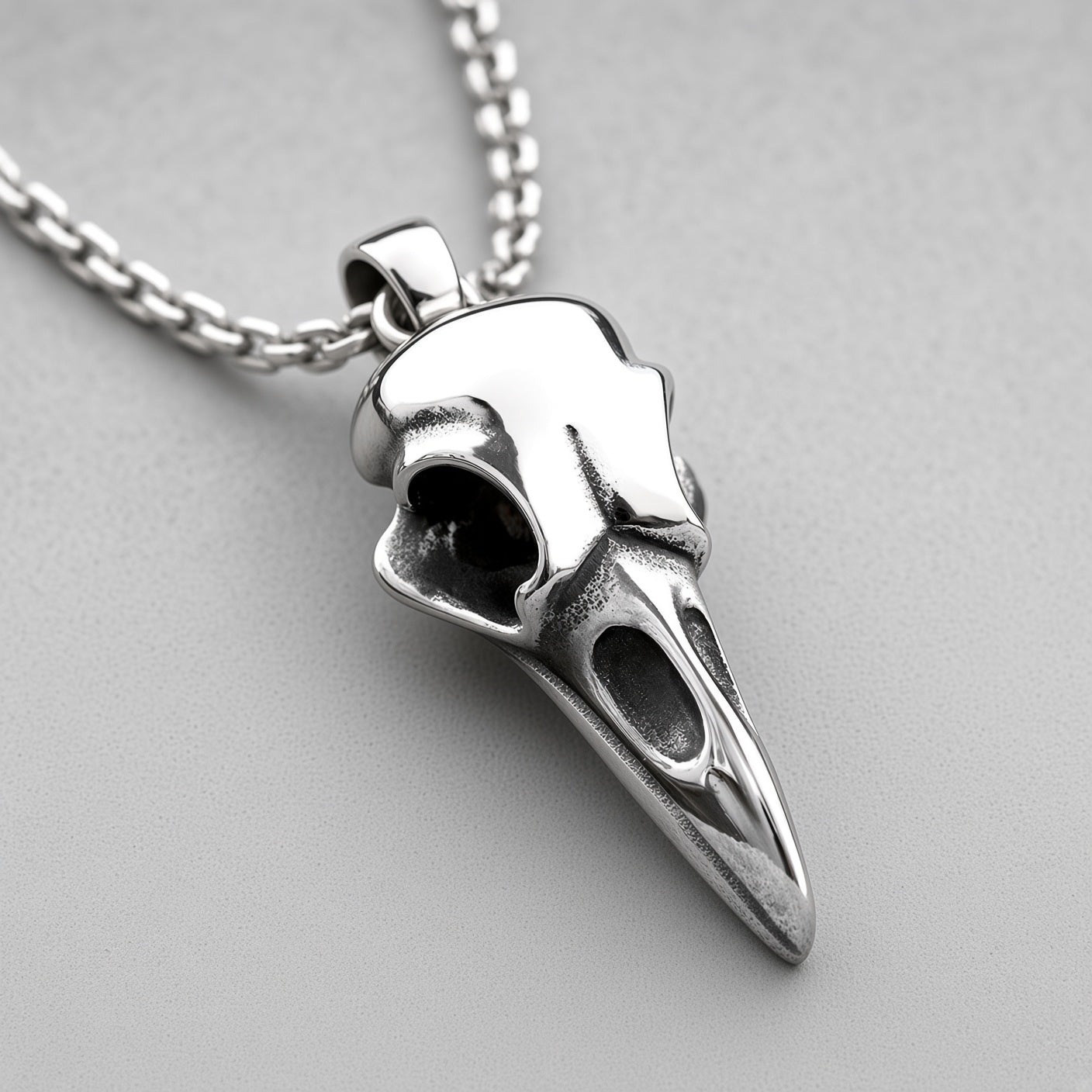 Raven Skull Pendant Necklace