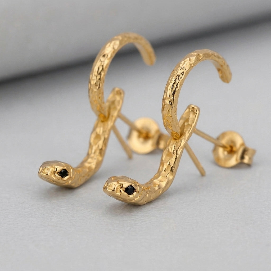 Gold Coiled Snake Earrings