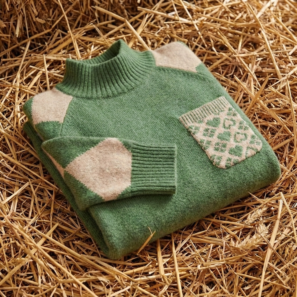 Cotton Sweater with Quilted Pocket