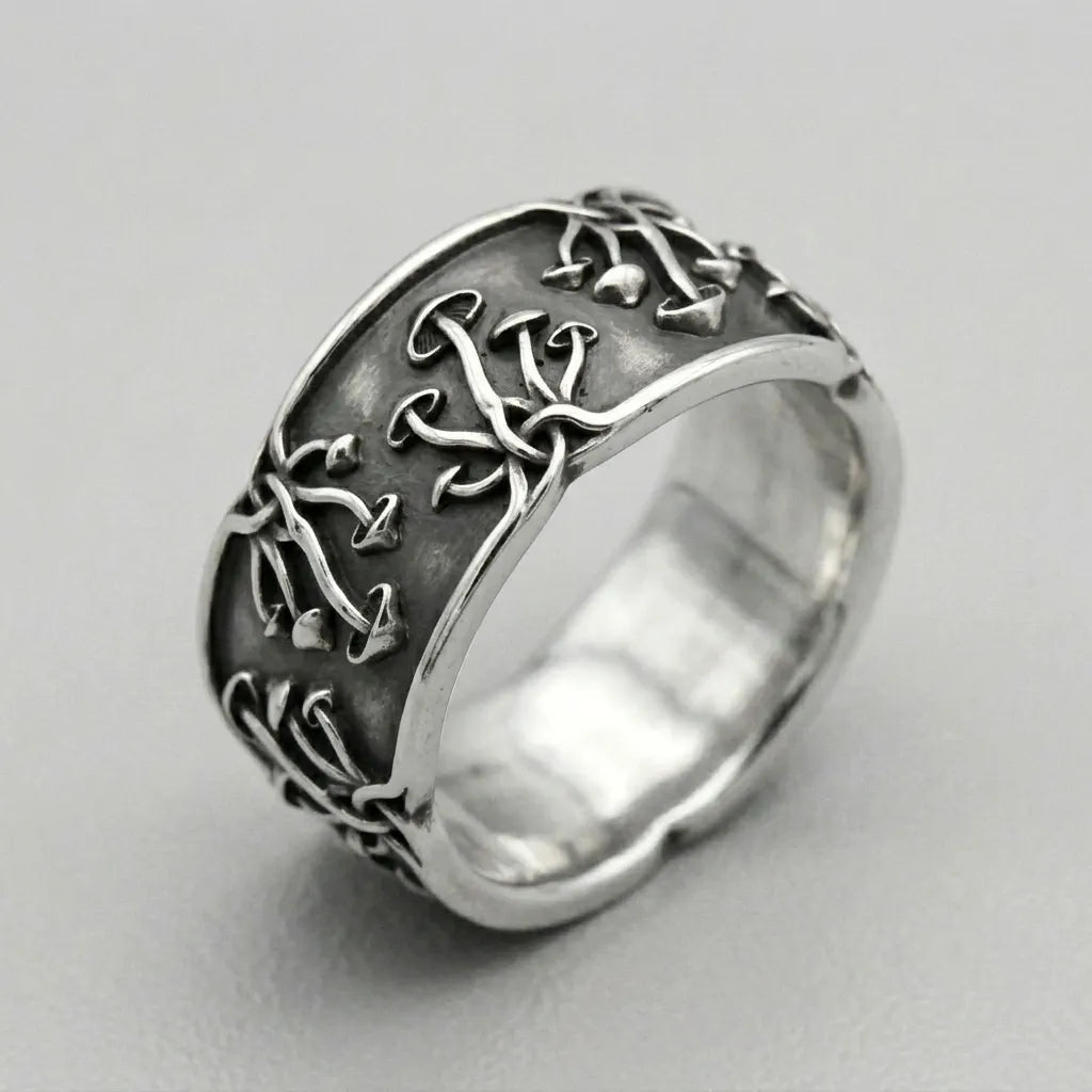 Mushroom Celtic Knot Panoramic Band Ring