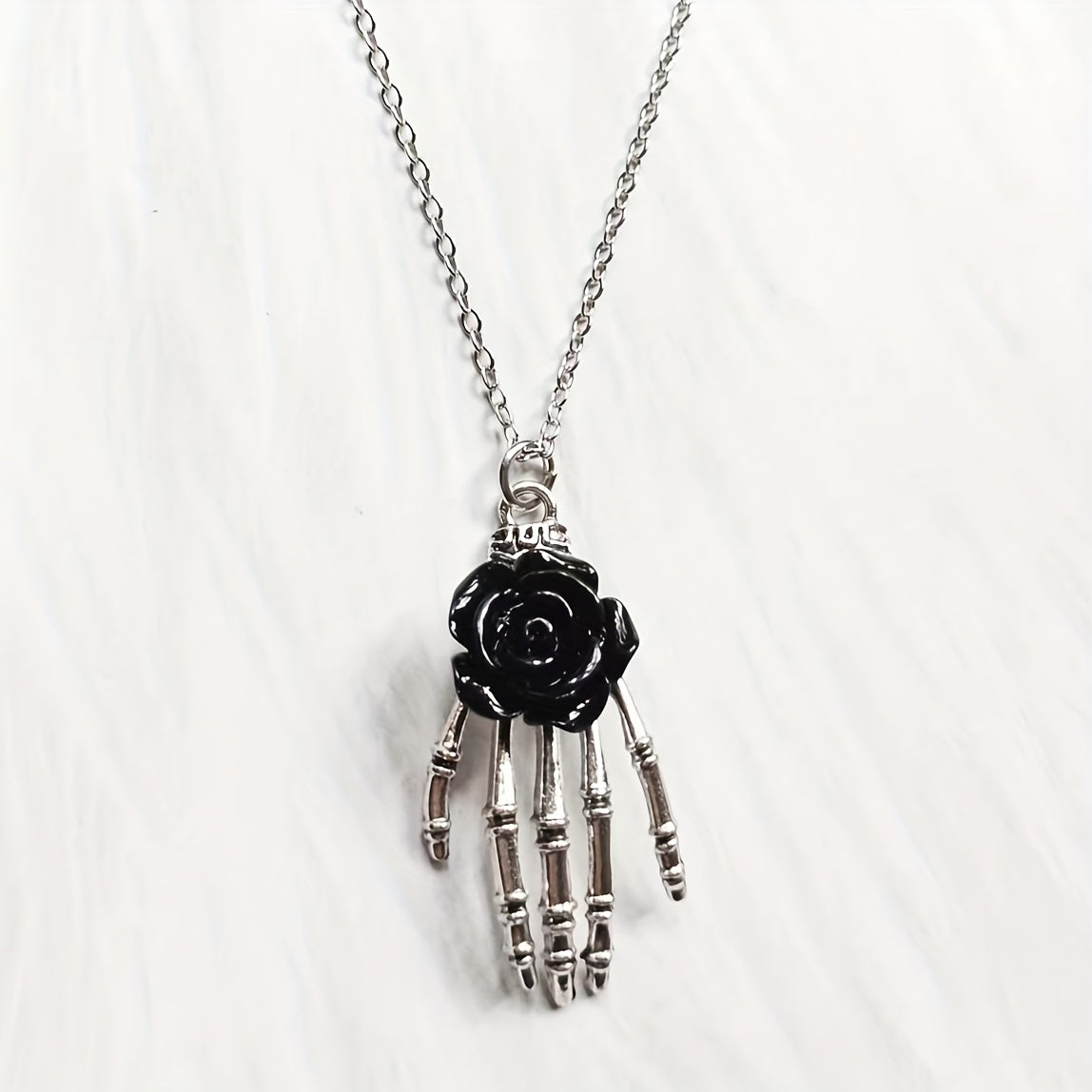 Rose Skull Hand Necklace