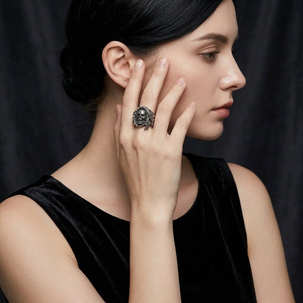 Feathered Warbonnet Skull Ring